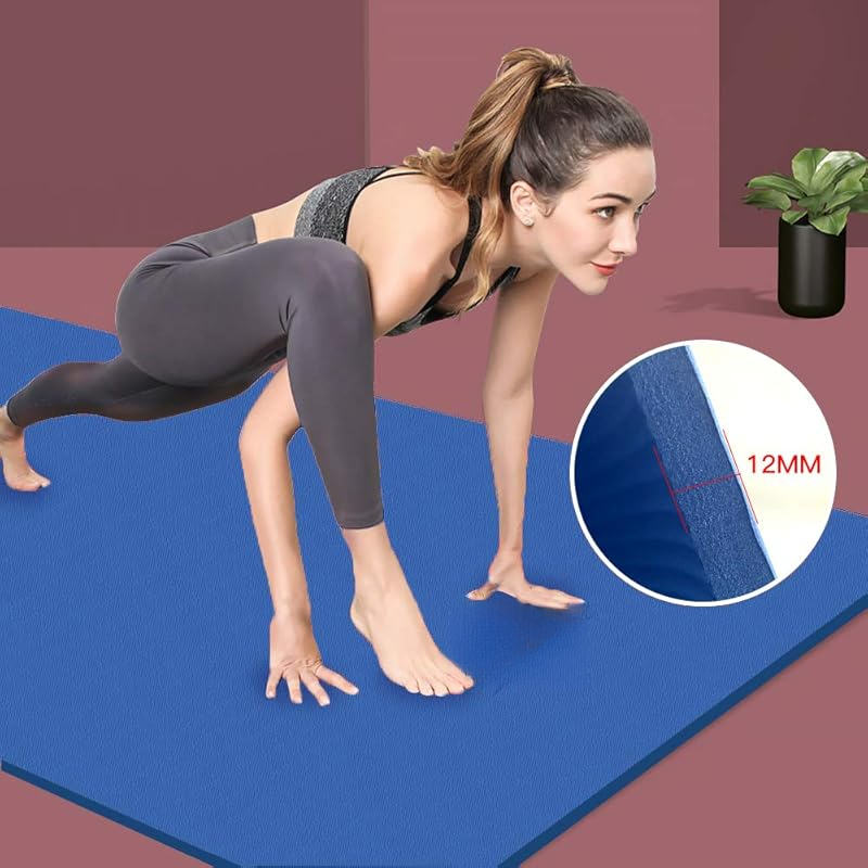 Ha Extra Thick TPE Yoga Mat - 72"x 32" Thickness 1/2 Inch -Eco Friendly SGS Certified - With High Density Anti-Tear Exercise Bolster For Home Gym Travel & Floor Outside