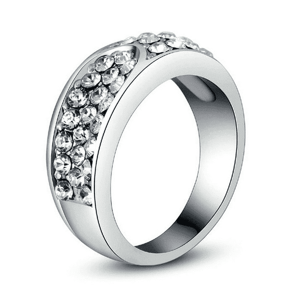 Yoursfs 18k White Gold Plated Cubic Stackable Eternity Ring For Women and Men CZ Promise Rings Fashion Jewelry Gifts (Size 9)