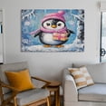 thumbnail image 6 of Wall Art for Living Room Happy Penguin Christmas Canvas Prints Wall Art Modern Pictures Artwork Penguin with Hat Scarf Canvas Print Bath Laundry Home Decorations 16x24inch Unframed, 6 of 8