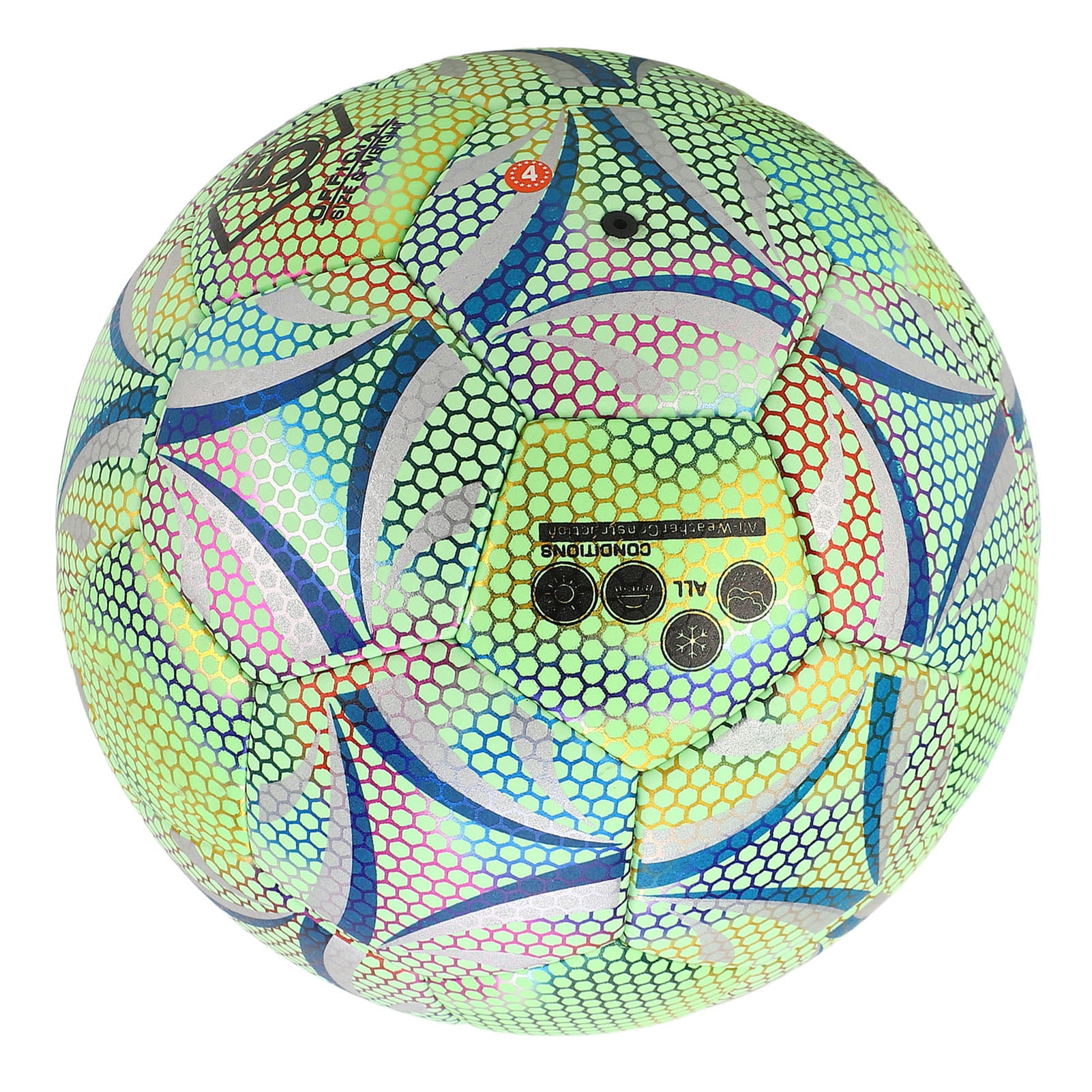 Rupoun Glowing Soccer Ball Size 5 Luminous PU Leather Light Up Football Reflective Wearproof Training Gear for Night Games Glow in the Dark Kids Adults Match Equipment