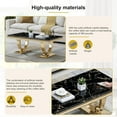 thumbnail image 4 of 47" Rectangular Faux Marble Coffee Table, Modern Gold Mirrored Stainless Steel Double U-Shaped Base, Center Table, Cocktail Tea Table for Living Room, Office, 4 of 6