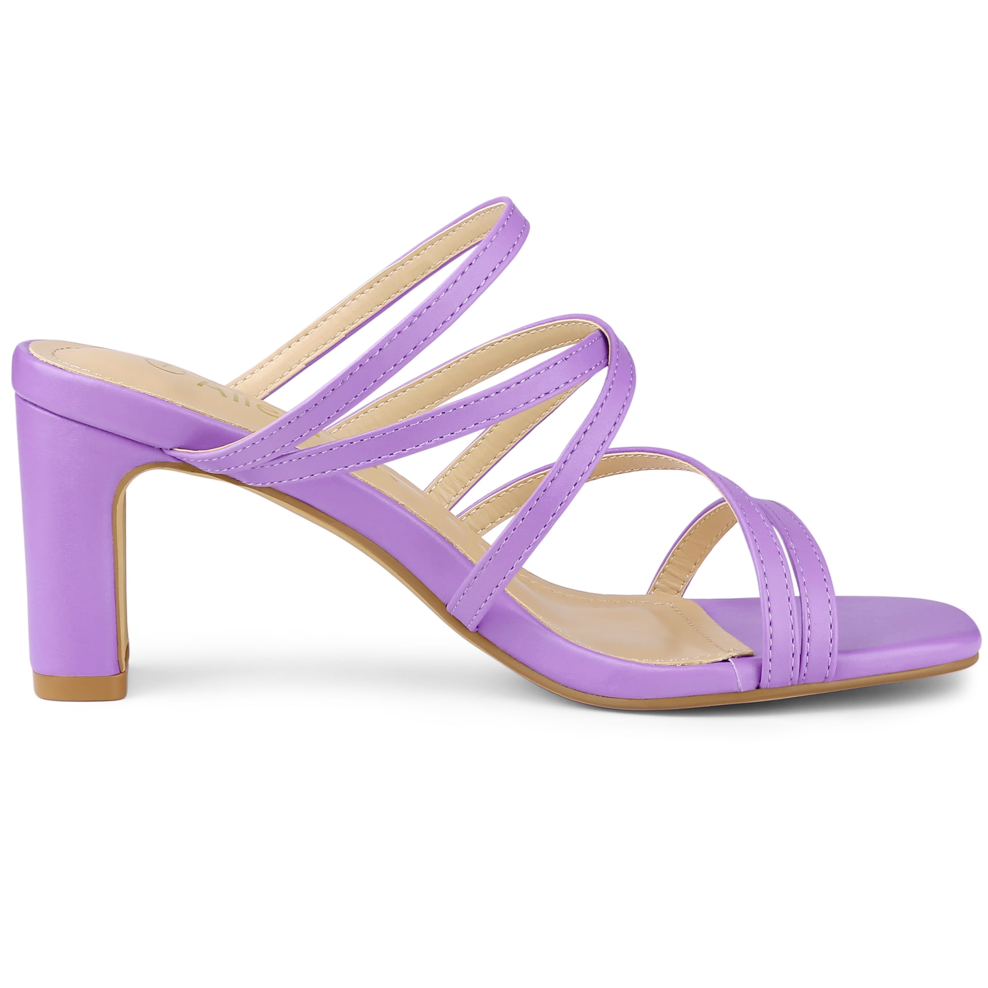 DARING DIVA Women's Sandals Block Heeleds Crisscross Strap Sandals Purple 8.5