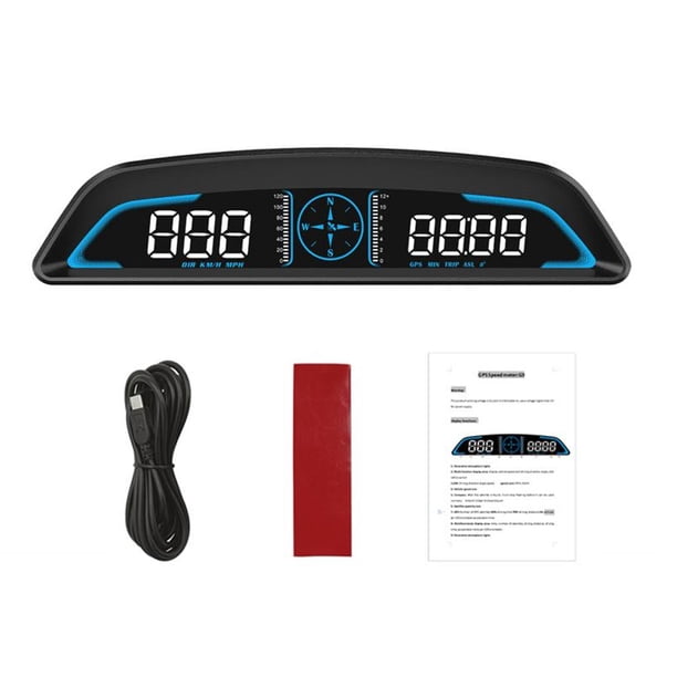 Riwesomey Car Head up Display Universal Automóvil Digital Velocidad Distancia Alarma Recordatorio Reemplazo Electrónica Accesorios de repuesto Paneles de instrumentos para automóviles