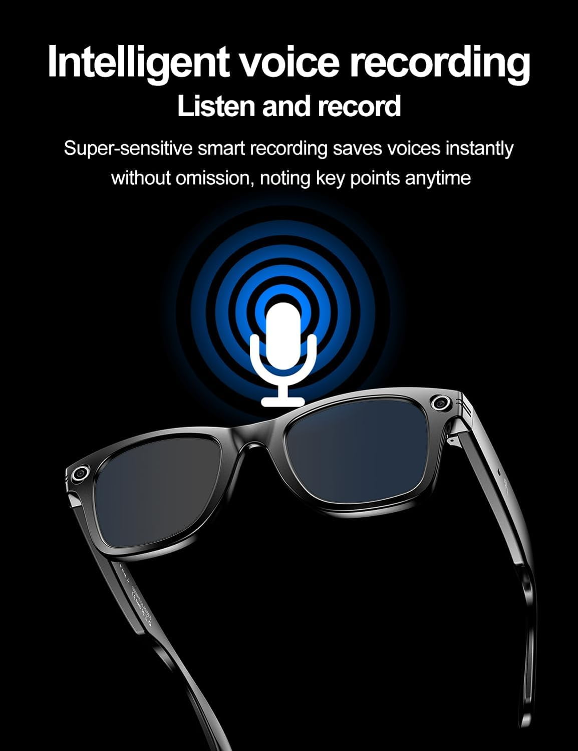 2025 New Cyanvue Ai Smart Glasses – 8mp Camera Glasses with Music & Call Features, Ai Smart Glasses with Camera, 144 Translation, Anti-Shake Smart Sunglasses, 32gb Storage, Unisex