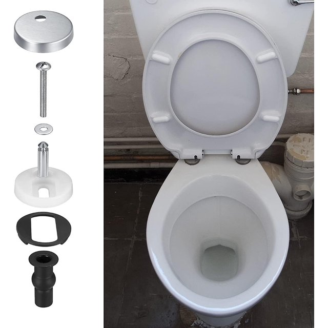 Fijaciones con bisagras para asiento de inodoro, bisagras de liberación rápida, fijaciones con bisagras para asiento de inodoro, con tornillos de goma de repuesto, 5 cm de diámetro plateado 1 par Banban ShuxiuWang 8390614766983