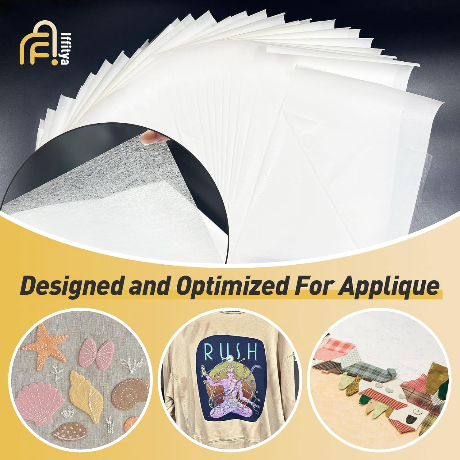 Stitch Witchery 50 Sheets, 8" x 12" Fusible Webbing for Fabric Applique, Medium Weight Fusible Interfacing, Stitch Witchery Fusible Bonding Web for Fabric for DIY Crafts