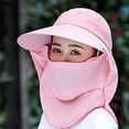 thumbnail image 3 of Women Wide Brim Face Mask Sun Hat Detachable Neck Face Flap Ponytail UV Protection Visor Hat Garden Fishing Hiking, 3 of 6