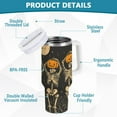 thumbnail image 2 of Yayeee 40oz Stainless Steel Tumbler with Straw and Handle Double-Wall Insulated Travel Water Bottle, Beige Halloween Skeleton, 2 of 8