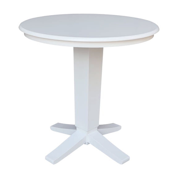36" Solid Wood Round Top Pedestal Dining Table with 4 Counter Height Stools