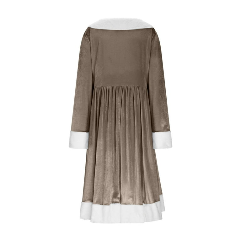 Women's V Neck Velvet Cocktail Party Dress Elegant Furry Fur Trim Long  Sleeve A Line Swing Formal Evening Dresses - Walmart.com