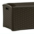 thumbnail image 2 of Suncast 72 Gallon Capacity Resin Wicker Outdoor Patio Storage Deck Box, Brown, 2 of 4