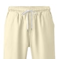 thumbnail image 6 of Mens Casual Soft Linen Long Shorts Knee Length Sport Running Lounge Work Shorts Capri Pant Summer Beach Casual Drawstring Shorts with Pockets Beige L, 6 of 6