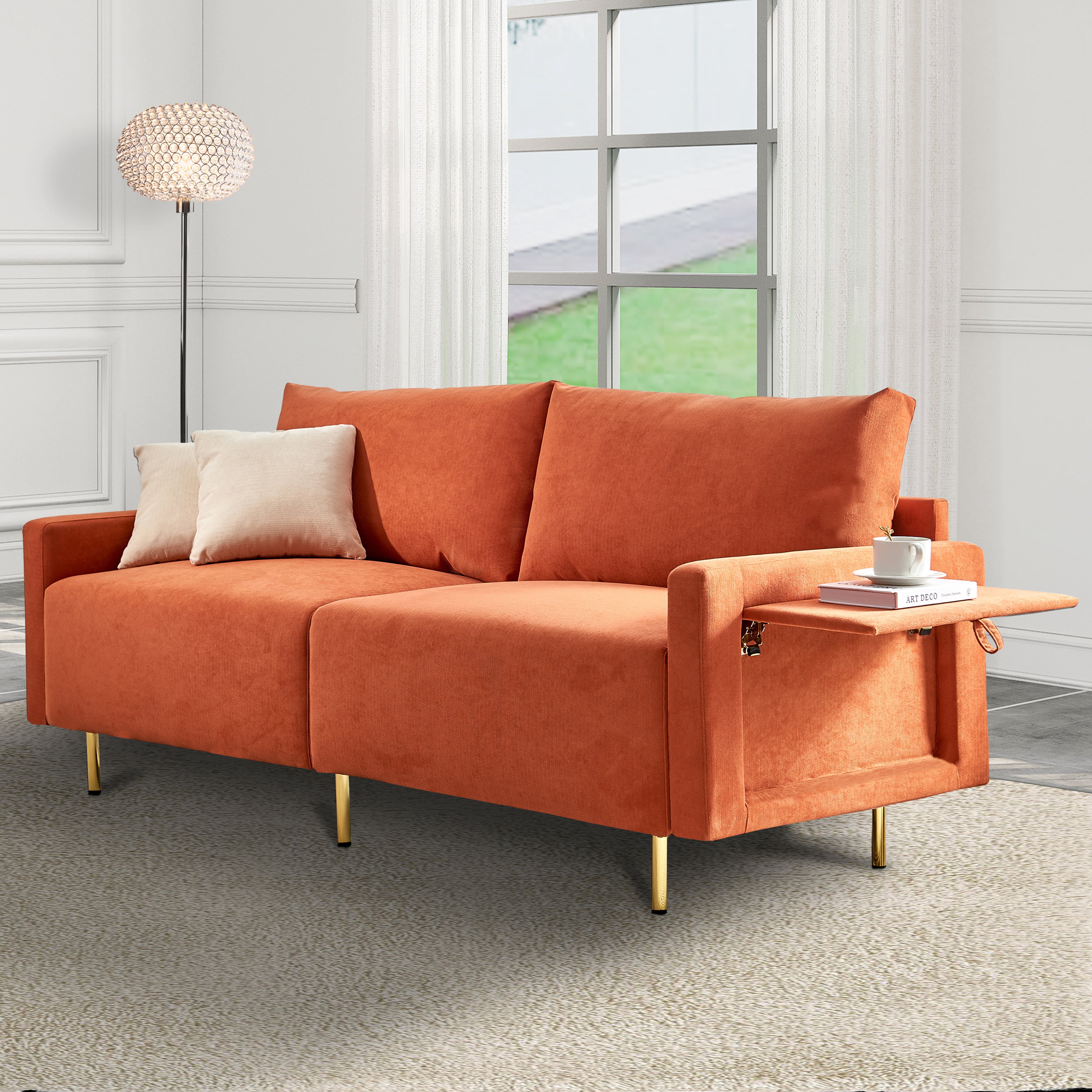 BSHTI 66.9 inch Modern Upholstered 2-Seat Loveseat Sofa,European style Loveseat Sofa for Livingroom(Navy Blue)
