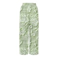 thumbnail image 3 of WTOBBY Women's Floral Print Wide Leg Pants with Pockets, High Waist Drawstring Loose Casual Trousers for Spring and Summer Season,Green S, 3 of 6