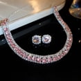 thumbnail image 1 of Conjunto de collar y pendientes con diamantes cuadrados, moderno, lujoso, cadena de clavícula, personalizado, accesorio de alta sensibilidad, 1 of 6