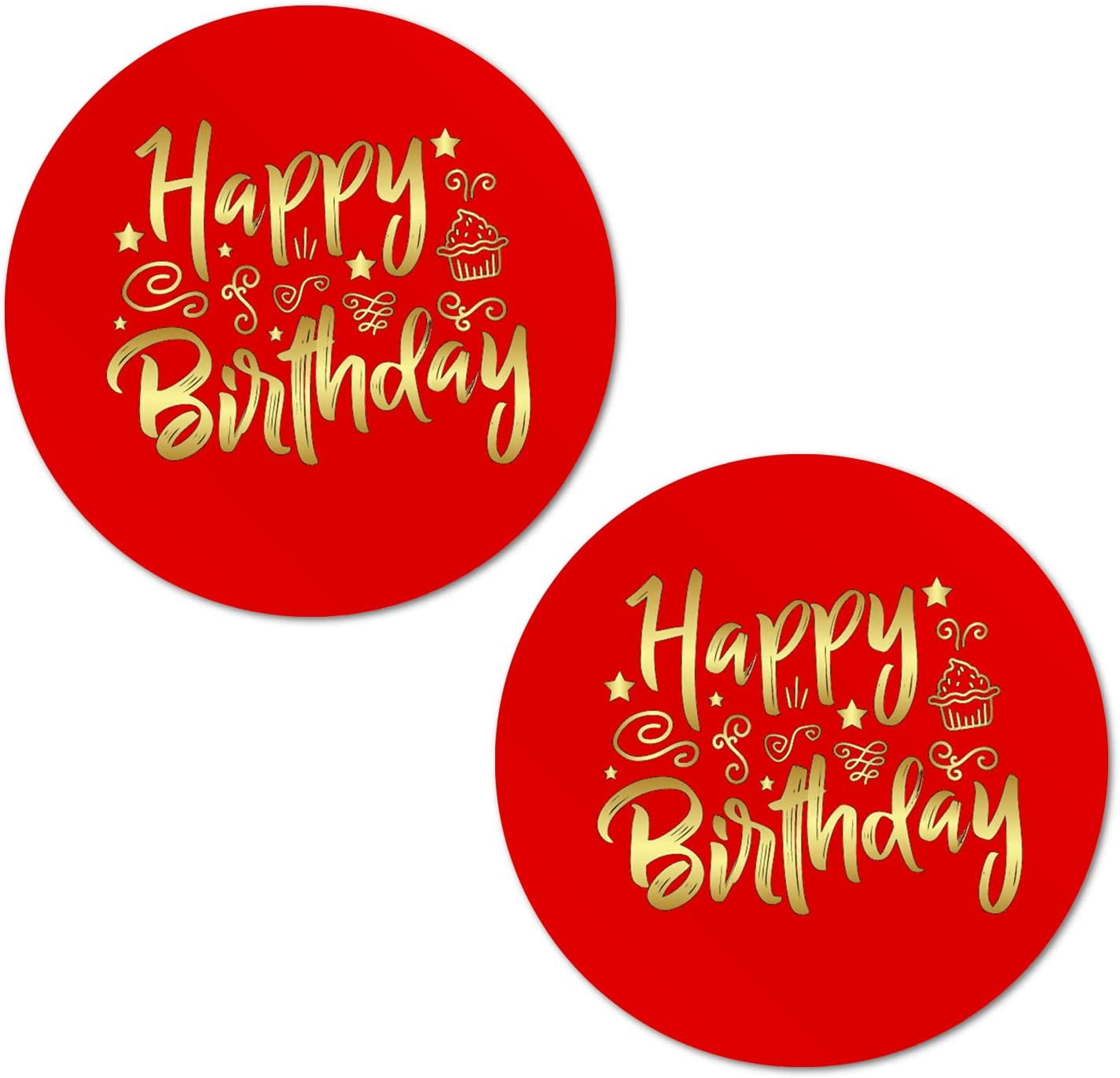 40 Pack 65th Birthday Stickers - 2 Inch Round Glossy Thank You Labels In Black & Gold