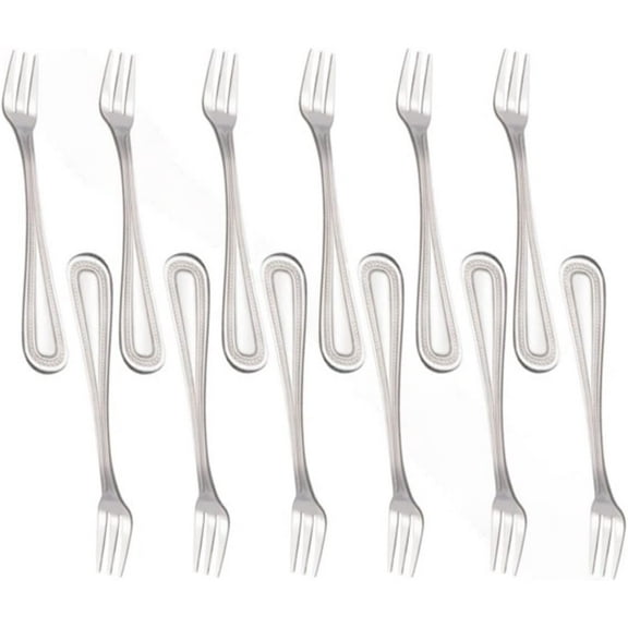 TrueCraftware- Set of 12 Stainless Steel Jewel Oyster Fork- Stainless Steel Flatware Cutlery Kitchen Tableware Set for Home and Restaurant Appetizer Seafood Forks Silverware