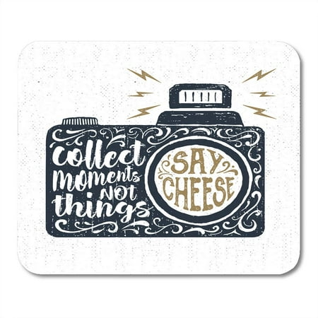 KDAGR Vintage Party Label Camera and Collect Moments Not Things Say Cheese Lettering Drawing Mousepad Mouse Pad Mouse Mat 9x10 (Best Vintage Cameras To Collect)