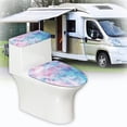 thumbnail image 6 of HELLHERO Keep Dust Stain Bathroom Toilet Cover Set Soft Polyester Fabric, Elastic Edge, Stretch 17"x21", Tie-Dye Swirl Pattern, 6 of 8