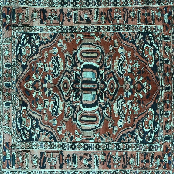Ahgly Company Indoor Square Persian Light Blue Traditional Area Rugs, 6' Square