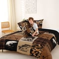 thumbnail image 4 of Feelyou Fishing Bass Full Size Comforter Sets for Men Kids Boys, Rustic Brown Camo Plaid Bedding Sets, Black Reversible, 3pcs, 4 of 6