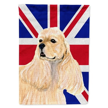 Cocker Spaniel Buff with English Union Jack British Flag Garden Flag