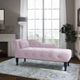 thumbnail image 1 of Holaki Tufted Upholstered Velvet Rolled Arm Chaise Lounges Indoor Chair, Right Arm Facing Chaise Lounge with Nailhead Trim for Living Room Bedroom Office, Pink, 1 of 10