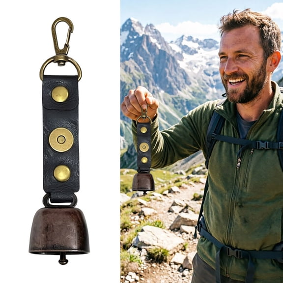 Loud Bear Bell With Carabiner Sturdy Bear Bells For Hiking Biking Fishing Camping(Black-One Size)