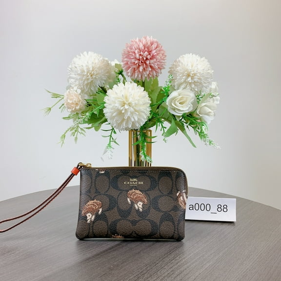 Coach CC433 Corner Zip Wristlet In Signature Canvas IN Brown Black Multi