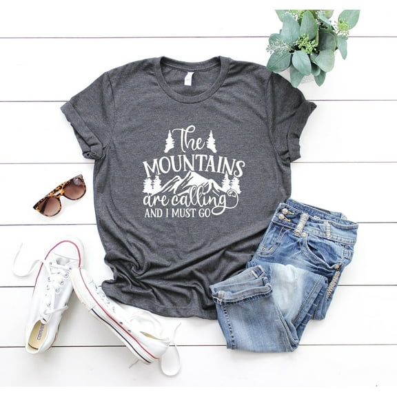 The Mountains Are Calling and I Must Go Shirt, The Mountains Are Calling, Camping and Hiking Shirt, Hiking Shirt, Adventure Shirts, Camp Shirt