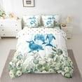 thumbnail image 2 of Erosebridal Cartoon Animal Bed in a Bag 7-Piece Kawaii Dolphin Bedding Set, Ocean Fish Twin Size Comforter Set Marine Sealife Bedding Comforter Sets, Botanical Green Eucalyptus Bed Set, 2 of 6