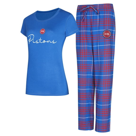 Women's Concepts Sport  Blue/Red Detroit Pistons Vector Top & Flannel Pants Sleep Set