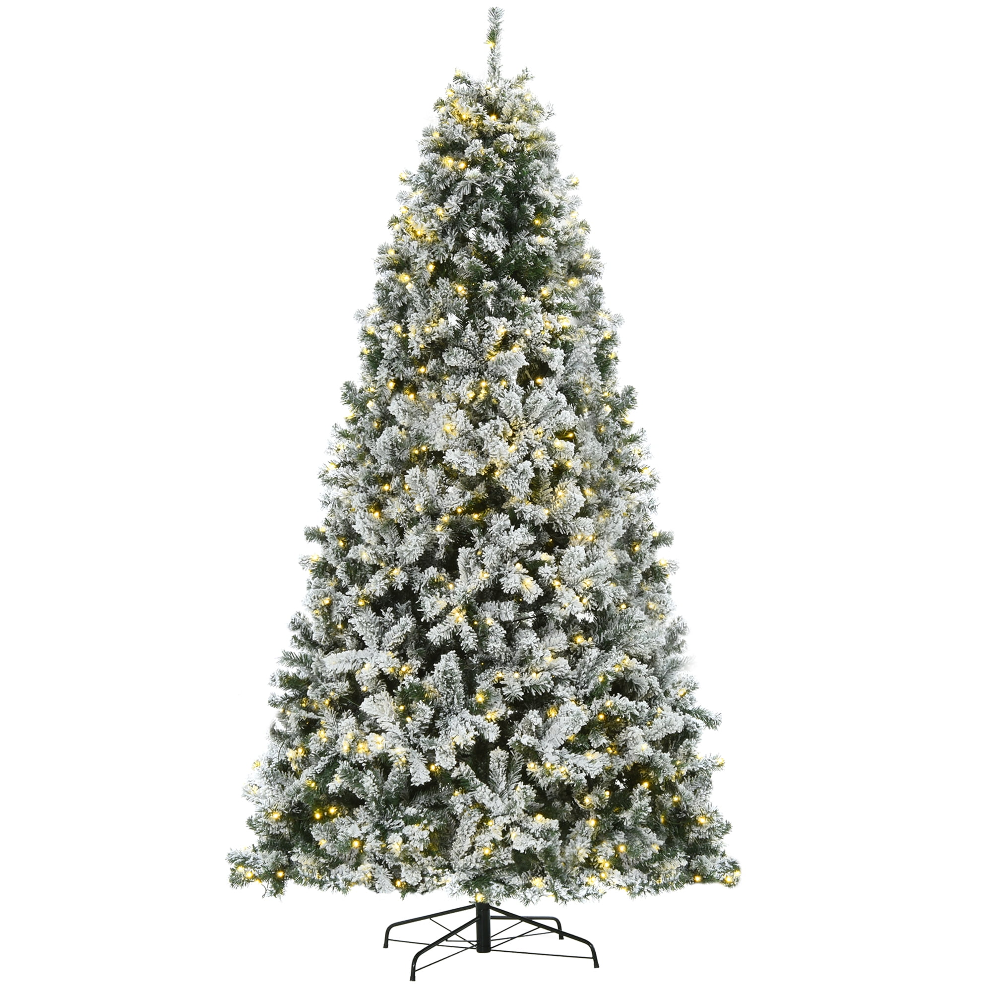 9ft Snow Flocked Fake Christmas Tree with 2094 Branches 900 LED