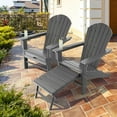 thumbnail image 1 of Costway 2 Pcs Chaise Adirondack d'Extérieur en HDPE pour Patio Siège de Plage Ottoman Rétractable Gris, 1 of 9