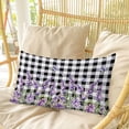thumbnail image 4 of Lavender Floral Pillow Covers, Linen Long Throw Pillow Case, Purple Flowers Butterfly Black Gray Plaid Holiday Pillow Protector Decorative Cushion Cover for Living Room/Bedroom 16" x 24", 4 of 8