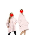 thumbnail image 3 of goowrom Family Cartoon Digital Printing Lamb Wool Warm Hooded Blanket, 3 of 9