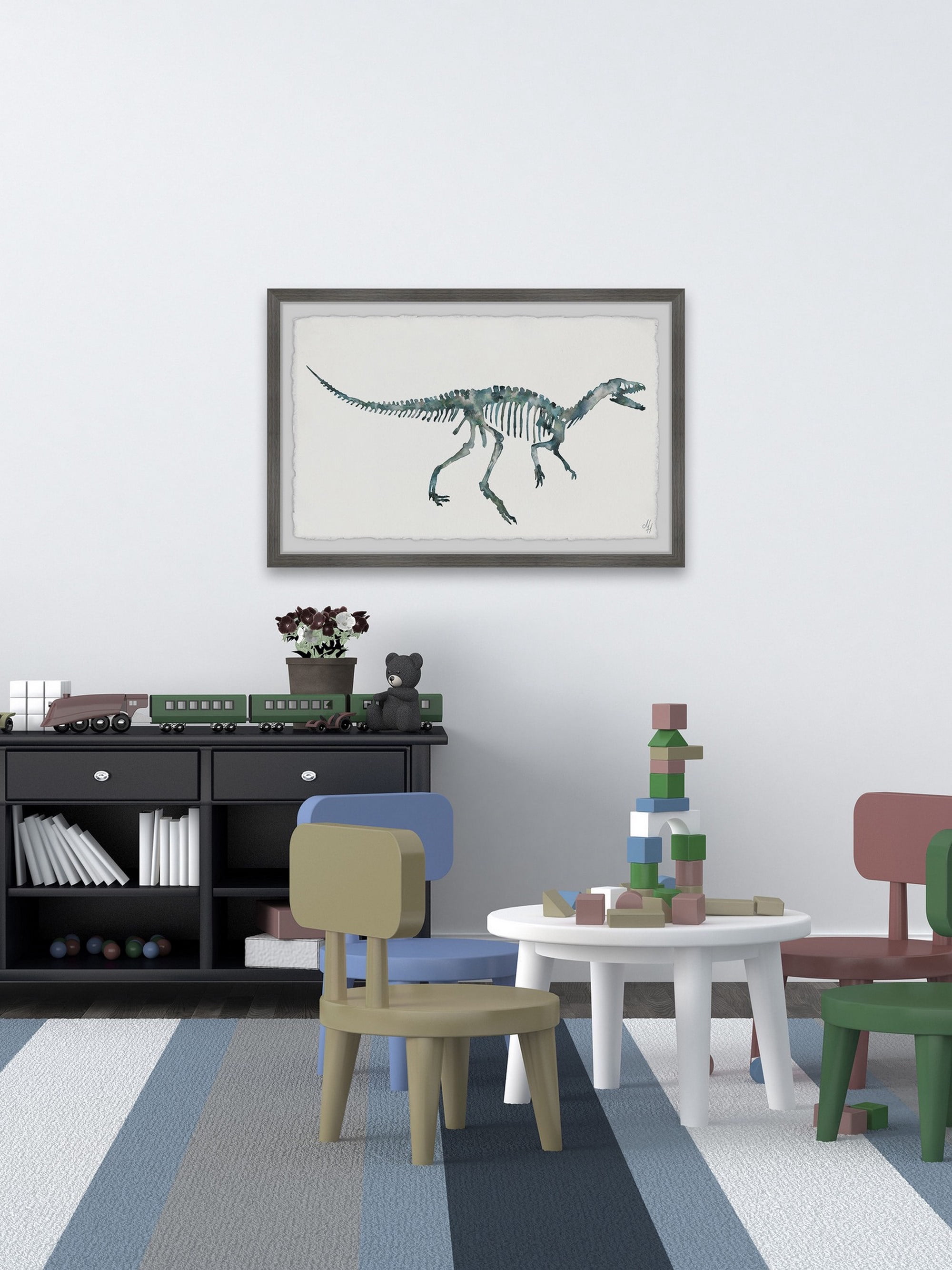 Marmont Hill Bluish Gray Skeleton Framed Wall Art, 18.00" x 1.50"