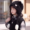 thumbnail image 5 of 2-8 Years Kids Winter Knit Cat Ear Beanie with Stripes, Cute Warm Hat for Boys Girls, 5 of 8