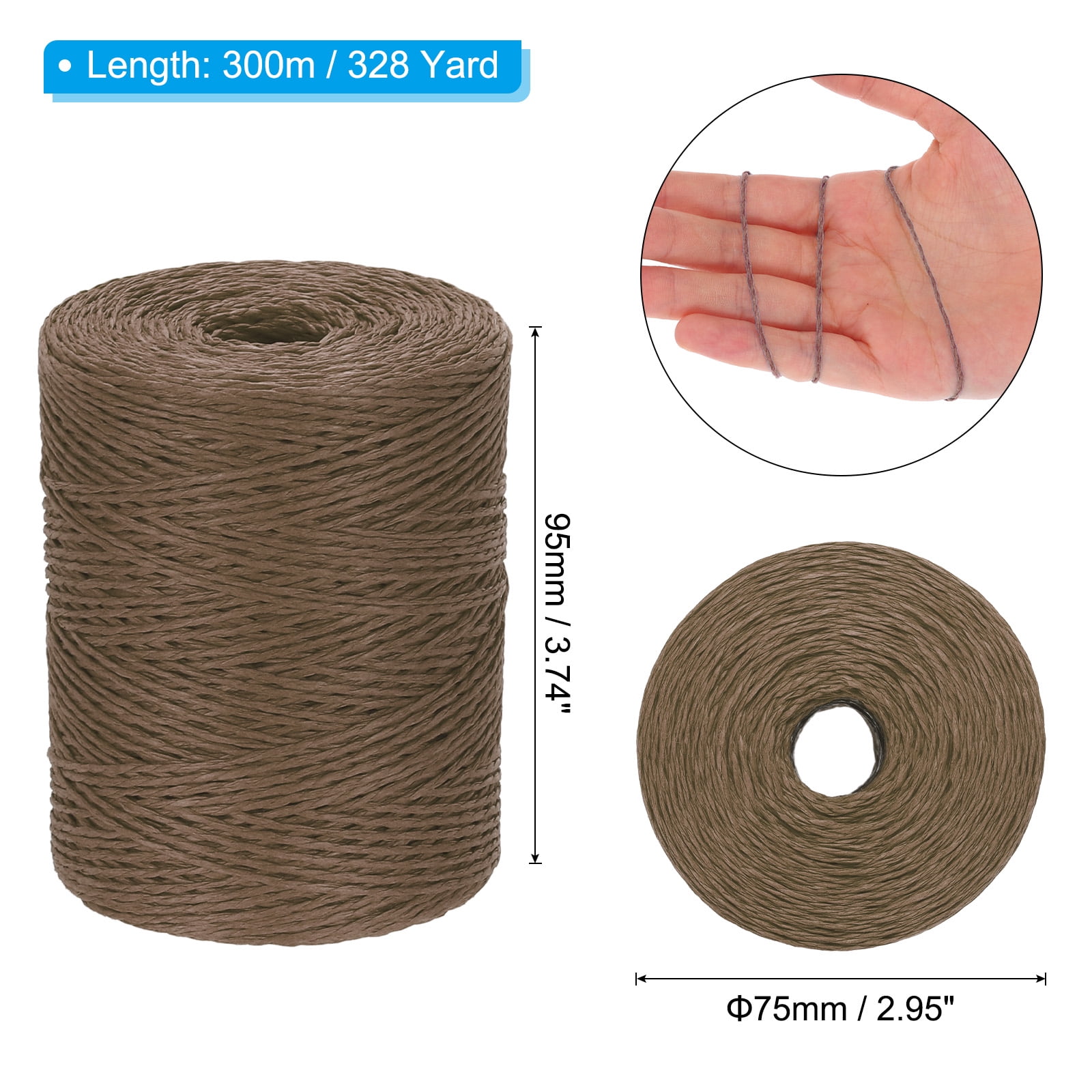 Fil Raphia En Coton Naturel - 328 Yards (300m) - Ruban Pour Crochet Et Craft - Couleur Khaki - Marque Zaplyte