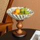 thumbnail image 5 of Frutero de cerámica con textura festoneada, acabado rústico esmaltado, pedestal for servir, decoración de mesa rústica, 5 of 7
