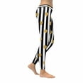 thumbnail image 3 of SUNENAT Grey Stripes with Gold Heart Stretchy Capri Leggings Skinny Yoga Pants M, 3 of 4