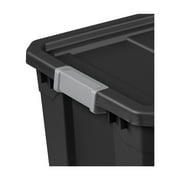Sterilite 19 Gallon Stacker Tote, Durable Plastic Bin with Latch Lid, Black