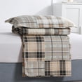 thumbnail image 5 of Smuge 3 Piece Quilt Set Queen/Full Size Bedspread Coverlet Plaid Patchwork Bedding Reversible Quilt Microfibers Coverlet Lightweight Bedding Grey Beige, 5 of 7