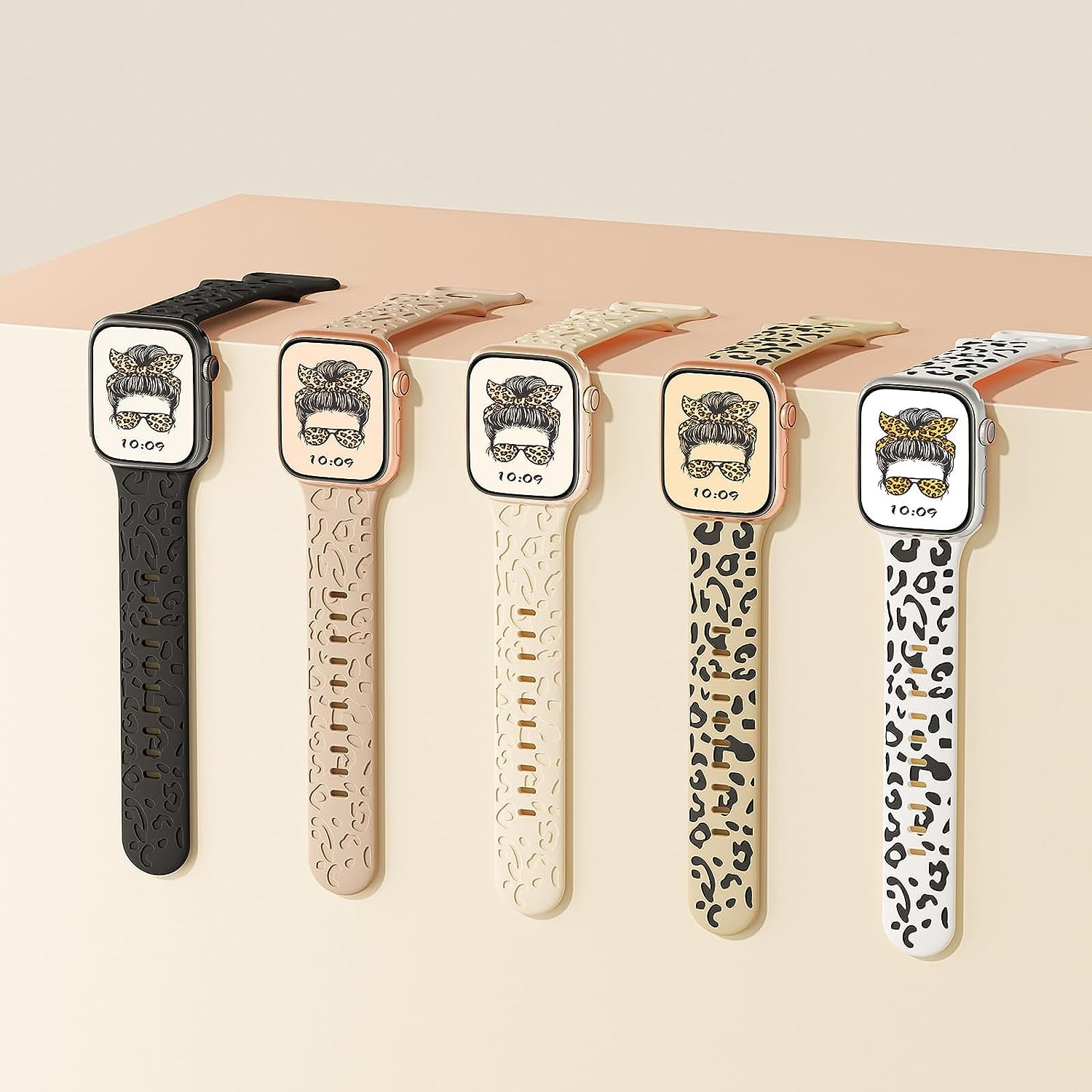 Leopard Engraved Band Compatible with Apple Watch Band 38mm 41mm