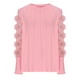 thumbnail image 5 of Manga larga blanca,Camiseta de cuello redondo para mujer, mangas de malla con pliegues en el pecho, 95 % poliéster, 5 % elastano, top informal de manga larga para uso diario, sopatenor, 5 of 8