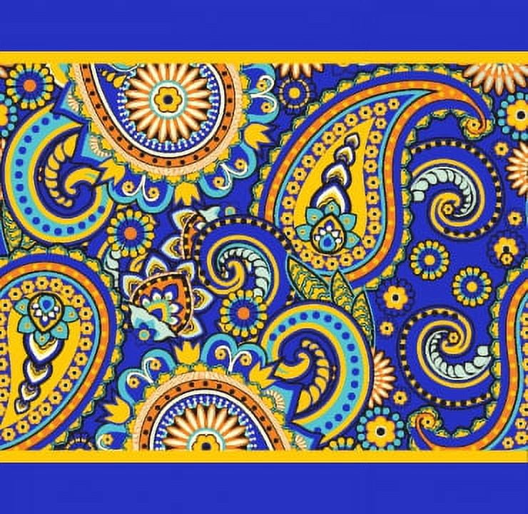 IBA Indianbeautifulart Blue Artistic Paisley Printed Ribbon&nbsp;Trim&nbsp;9 Yards Velvet Fabric Laces For Crafts Sewing Accessories 3 Inches