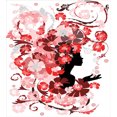thumbnail image 3 of Femimine Duvet Cover Set, Flower Girl Hair Long Swirling Pink Blossoms Hair Dressers Beauty Feminine, Decorative 3 Piece Bedding Set with 2 Pillow Shams, Calking Size, Black Pink and Red, by Ambesonne, 3 of 3