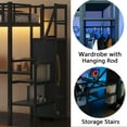 thumbnail image 6 of DreamBuck Loft Bed, Twin XL Size Metal Loft Bed with Desk, LED Light and Charging Stations, Space-Saving Bed with Shelves, Wardrobe and Storage Stairs, Loft Bed for Teens, Adults, Bed for Room, Dorm, 6 of 16