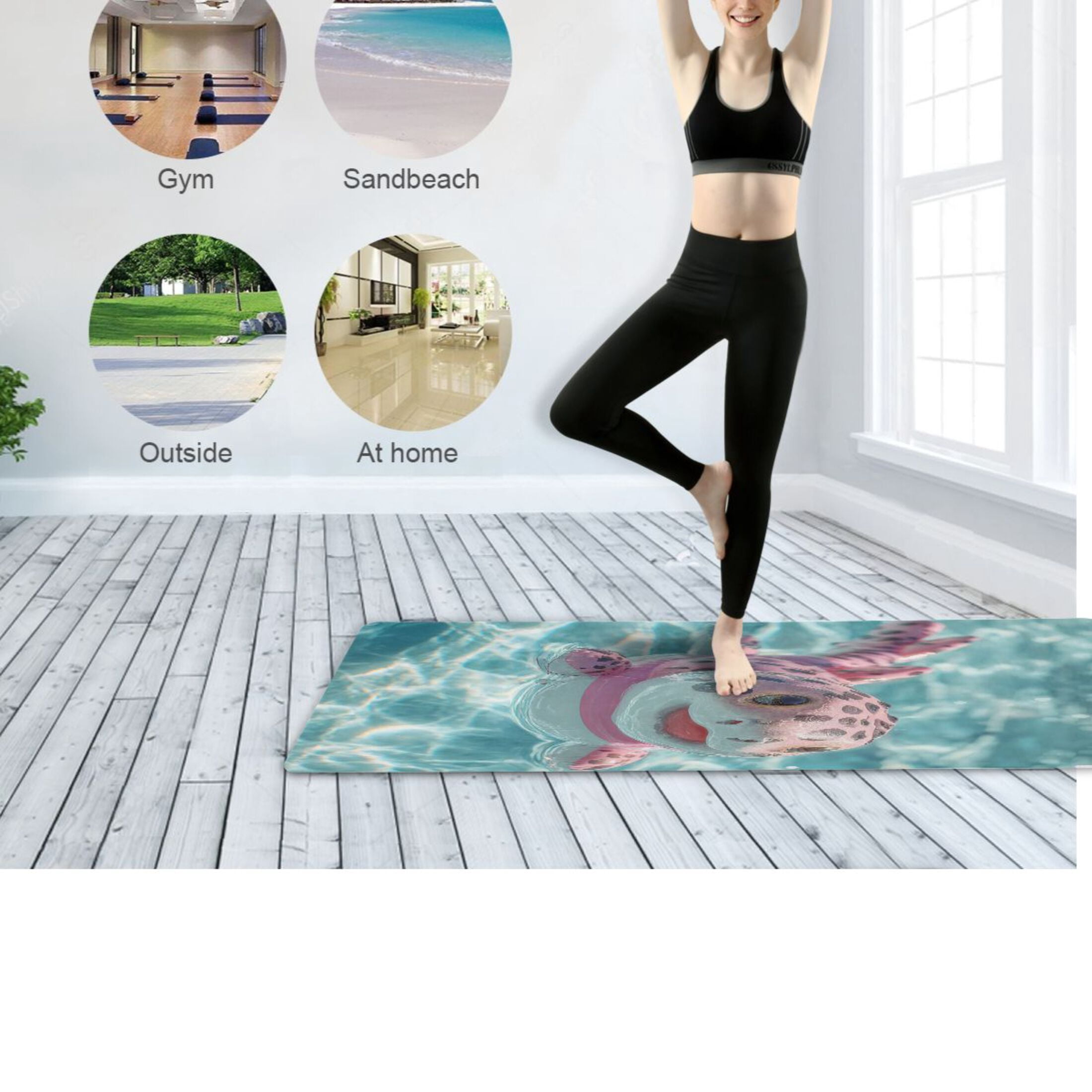 BZSMCE Yoga Mat Women Fitness Mat Spotted Axolotl Swim Pattern