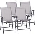thumbnail image 1 of Outsunny 4-Piece Folding Dining Chair Set for Relaxing on Patio, Balcony, or Garden, Comfortable Outdoor Furniture with Armrests, Grey, 1 of 9